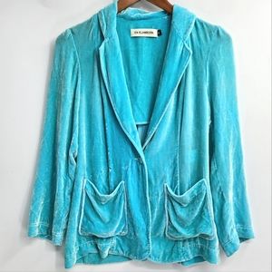 IDA KLAMBORN Aqua‎ Velvet Blazer Jacket